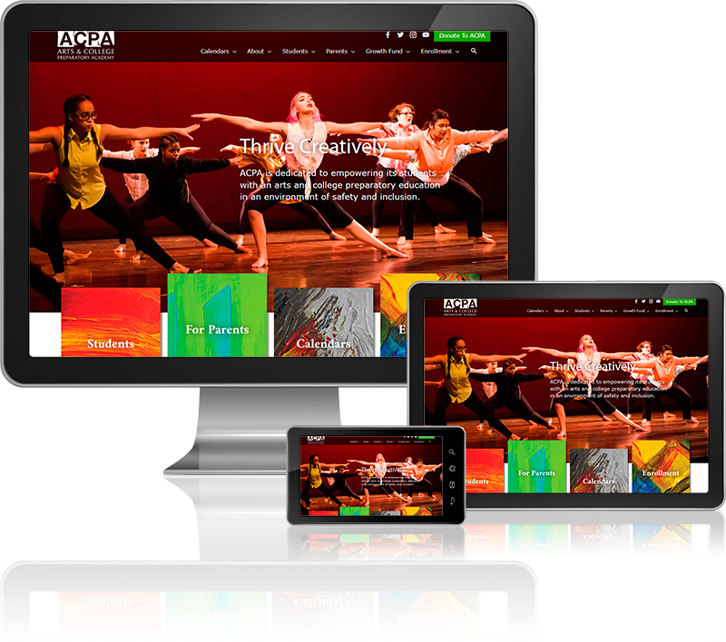 ACPA Arts and College Preparatory Academy Web Designs on multiple screen sizes